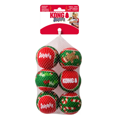 KONG Holiday SqueakAir Balls 6-pk Med