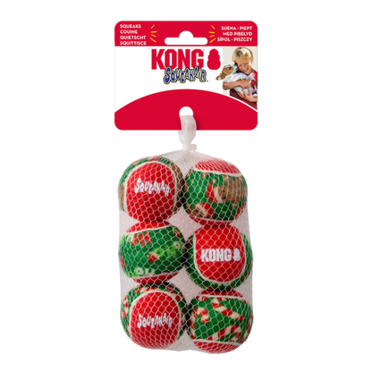KONG Holiday SqueakAir Balls 6-pk Small